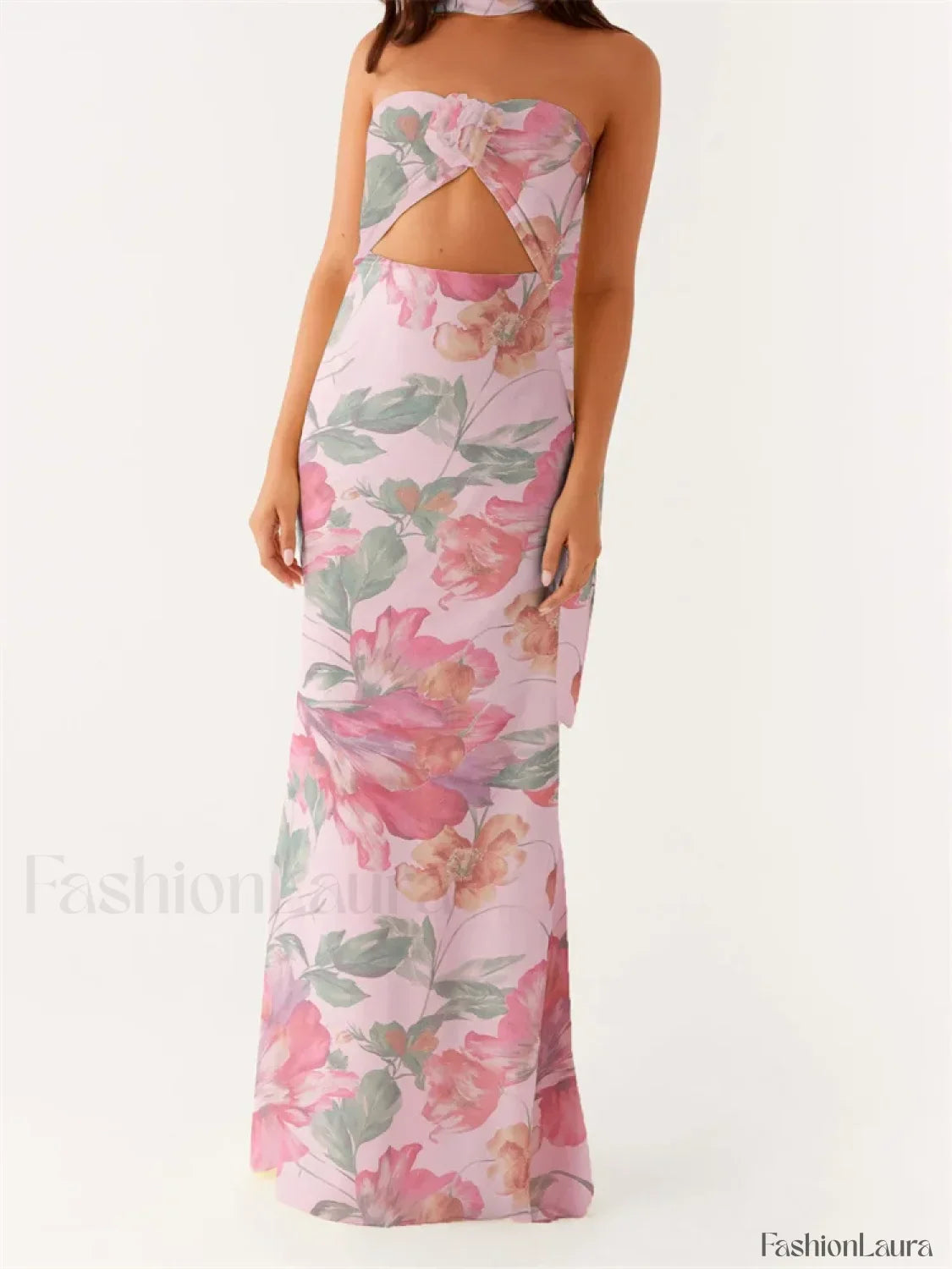 3D Flower Patchwork Tube Maxi Dress