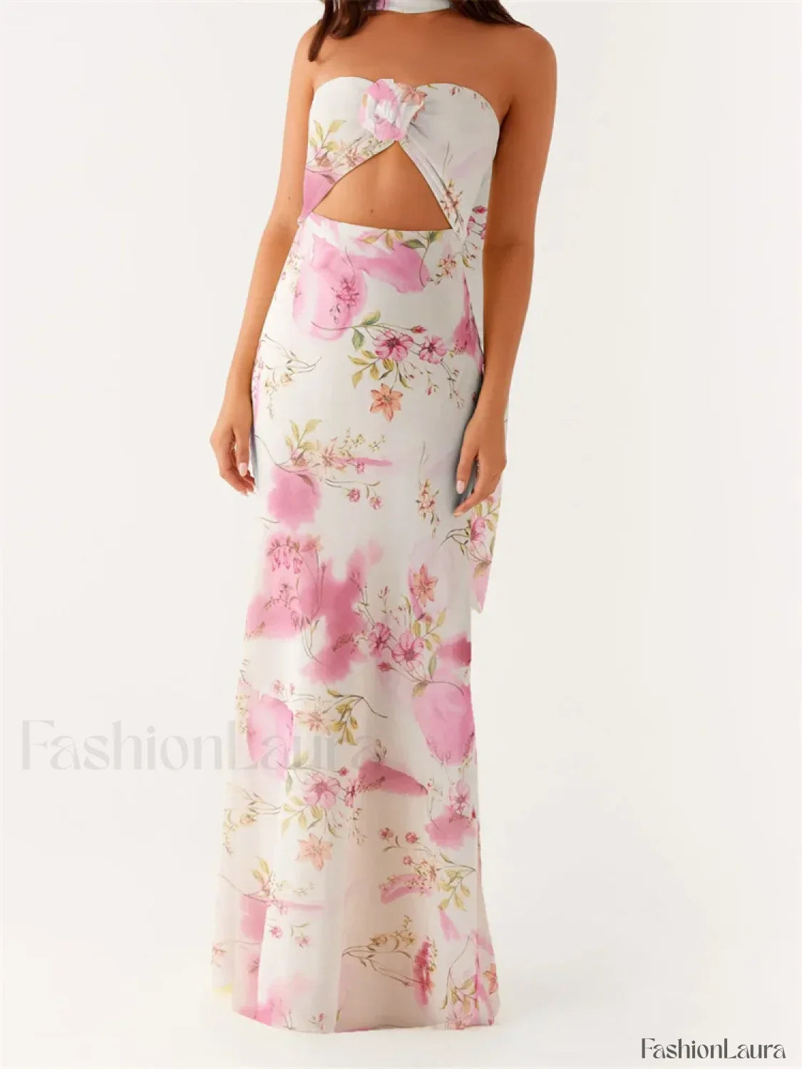 3D Flower Patchwork Tube Maxi Dress