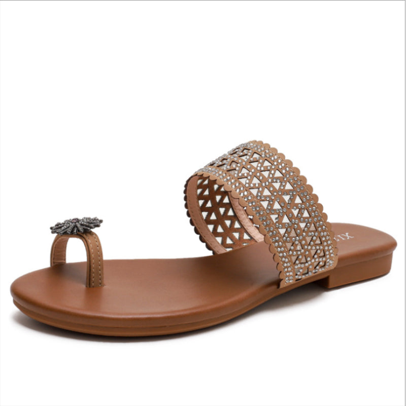 One-word Buckle Flat Bohemian Seaside Roman Sandals