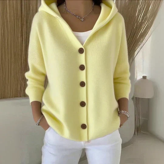 Hooded Button Front Knit Cardigan
