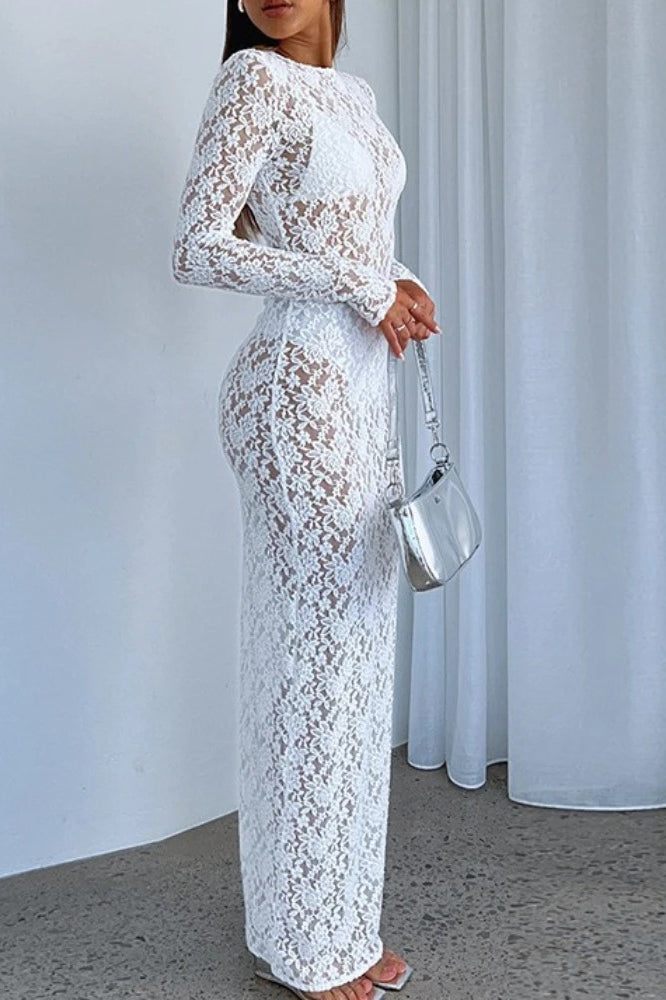 See-through Lace Maxi Dress - View 5