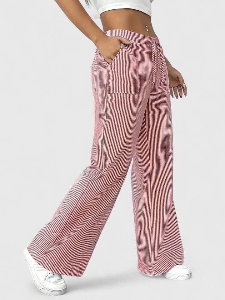High Waist Striped Wide Leg Pants