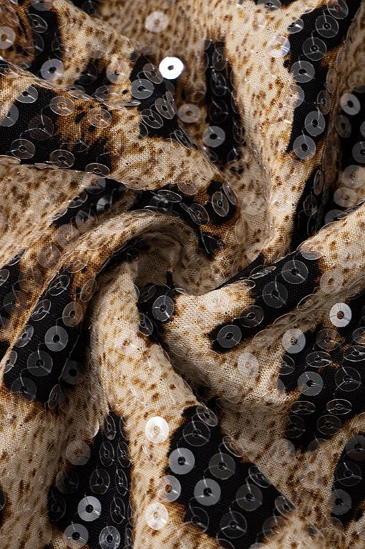Leopard Sequin Strapless Bodycon Mini Dress