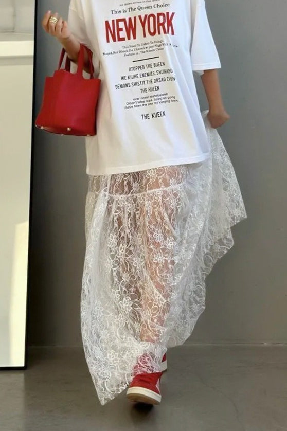Jacquard Lace High Waist Maxi Skirt