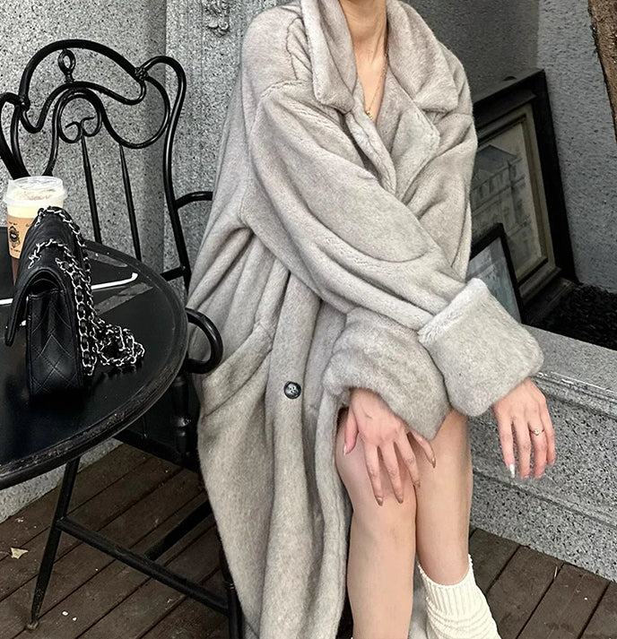 Oversized Faux Mink Fluffy Overcoat