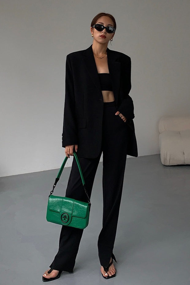 Black Slouchy Retro Style Blazer