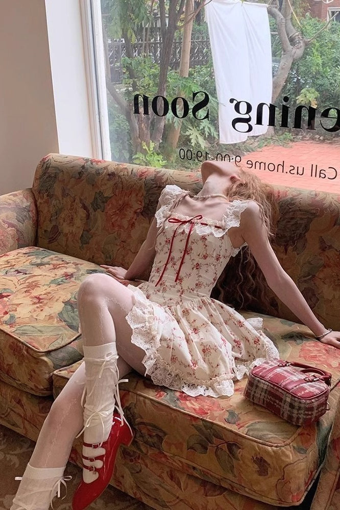 Lace Corset Floral Mini Dress