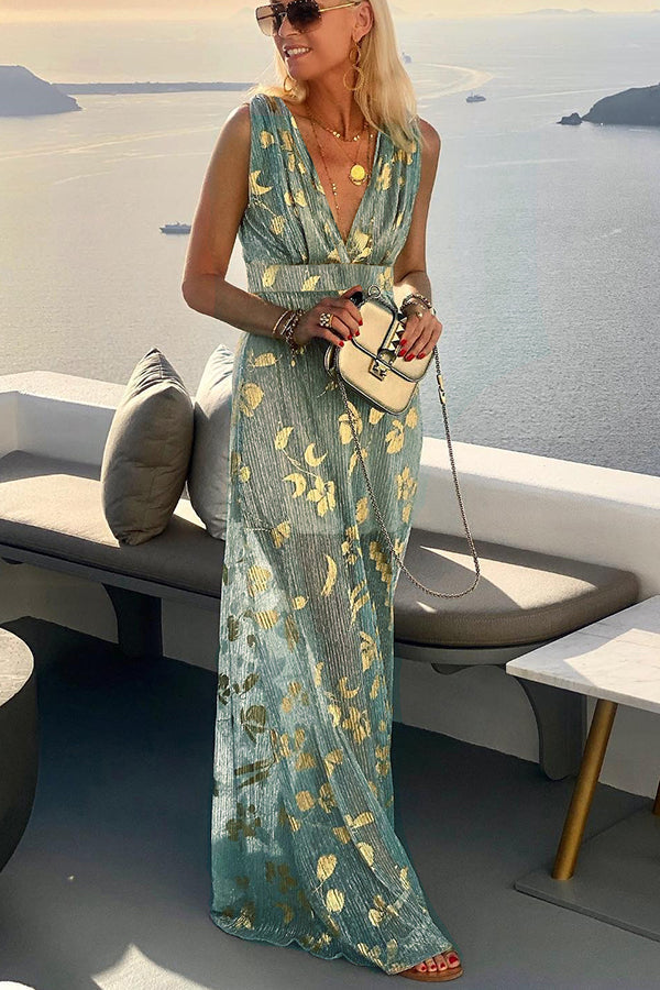Chiffon Off Shoulder Ruffled High Split Maxi Dress