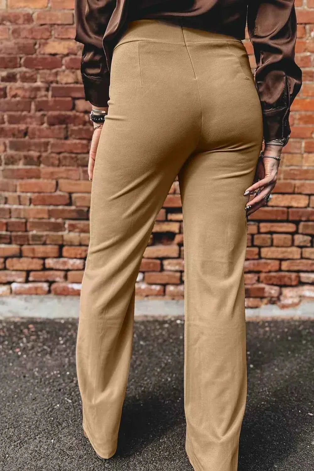 High Waist Front Seam Pull On Flare Leg Pants 5