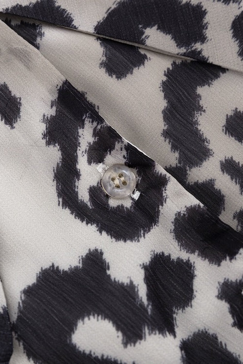 Chiffon Leopard Print Peter Pan Collar Mini Dress - View 4