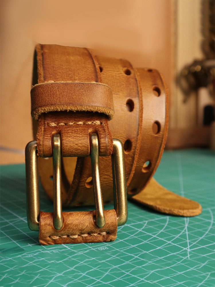 Double Needle Cowhide Vintage Belt