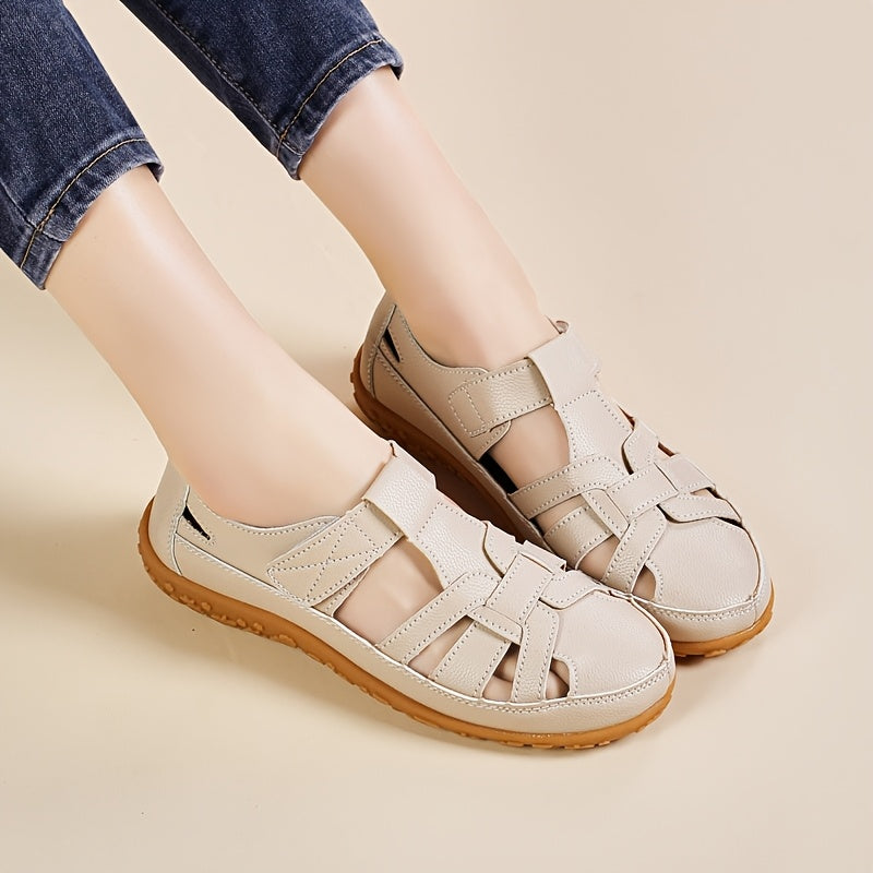 Closed Toe Cut Out Hook and Loop Fisherman Sandals