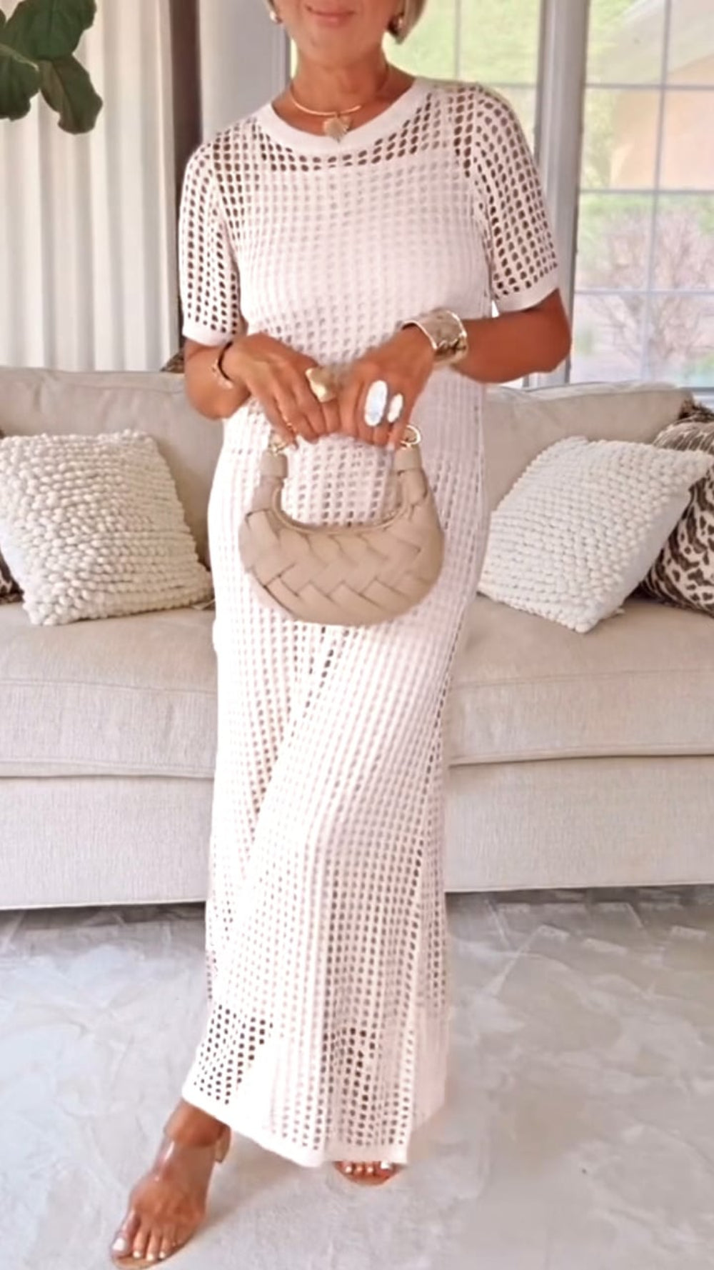 Boat Neck Hollow Airy Two-piece Dress