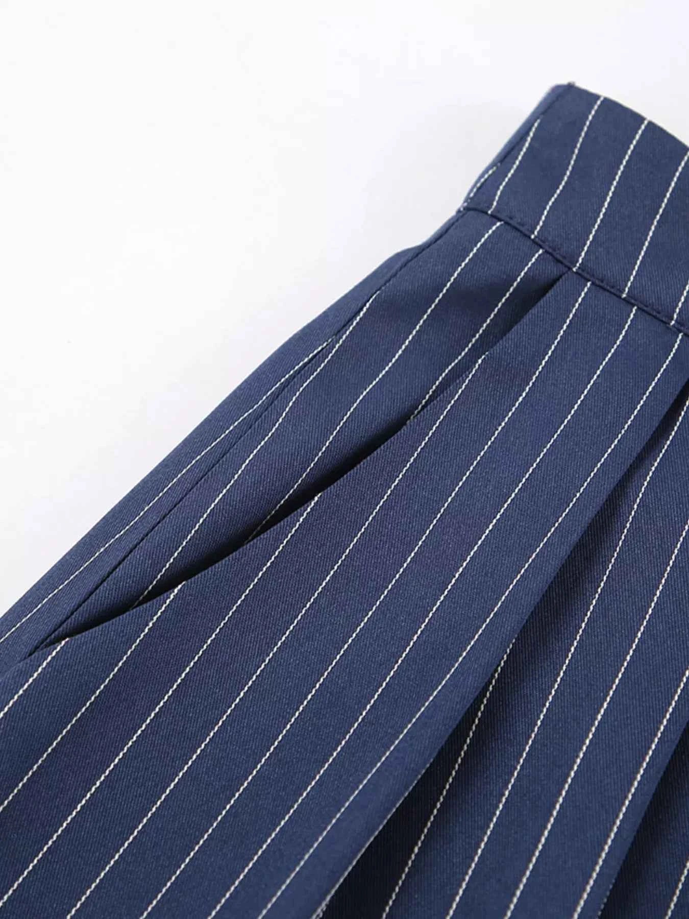 High-Waisted Pinstripe Wide-Leg Pants