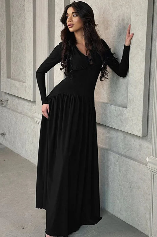 Sexy Fashion High Waist V Neck Maxi Dress