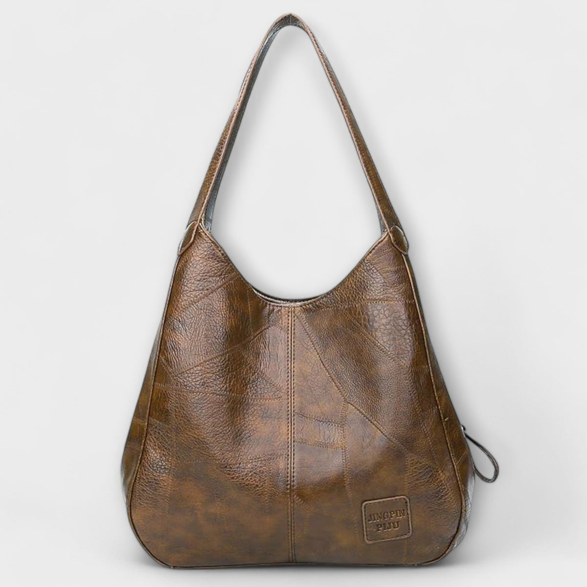 Textured Faux Leather Double Handle Slouchy Tote Bag