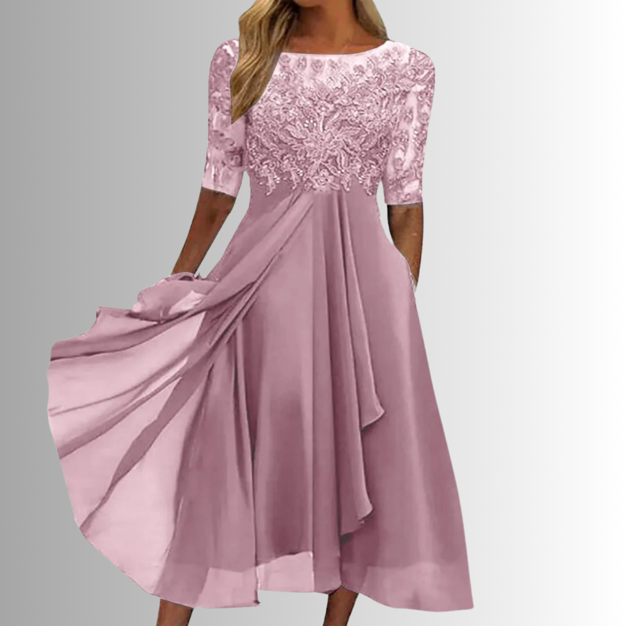 Rhonda™ | Elegant Lace Dress Pink