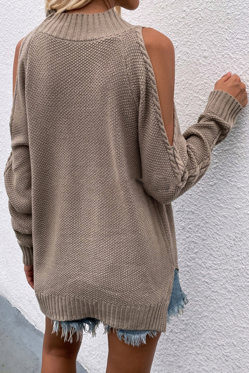 Solid Color Knitted Round Neck Twisted Sweater