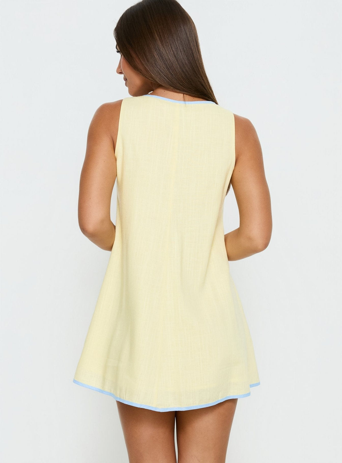 Contrast Trim Tie Front Scoop Neck Sleeveless Swing Mini Dress 5
