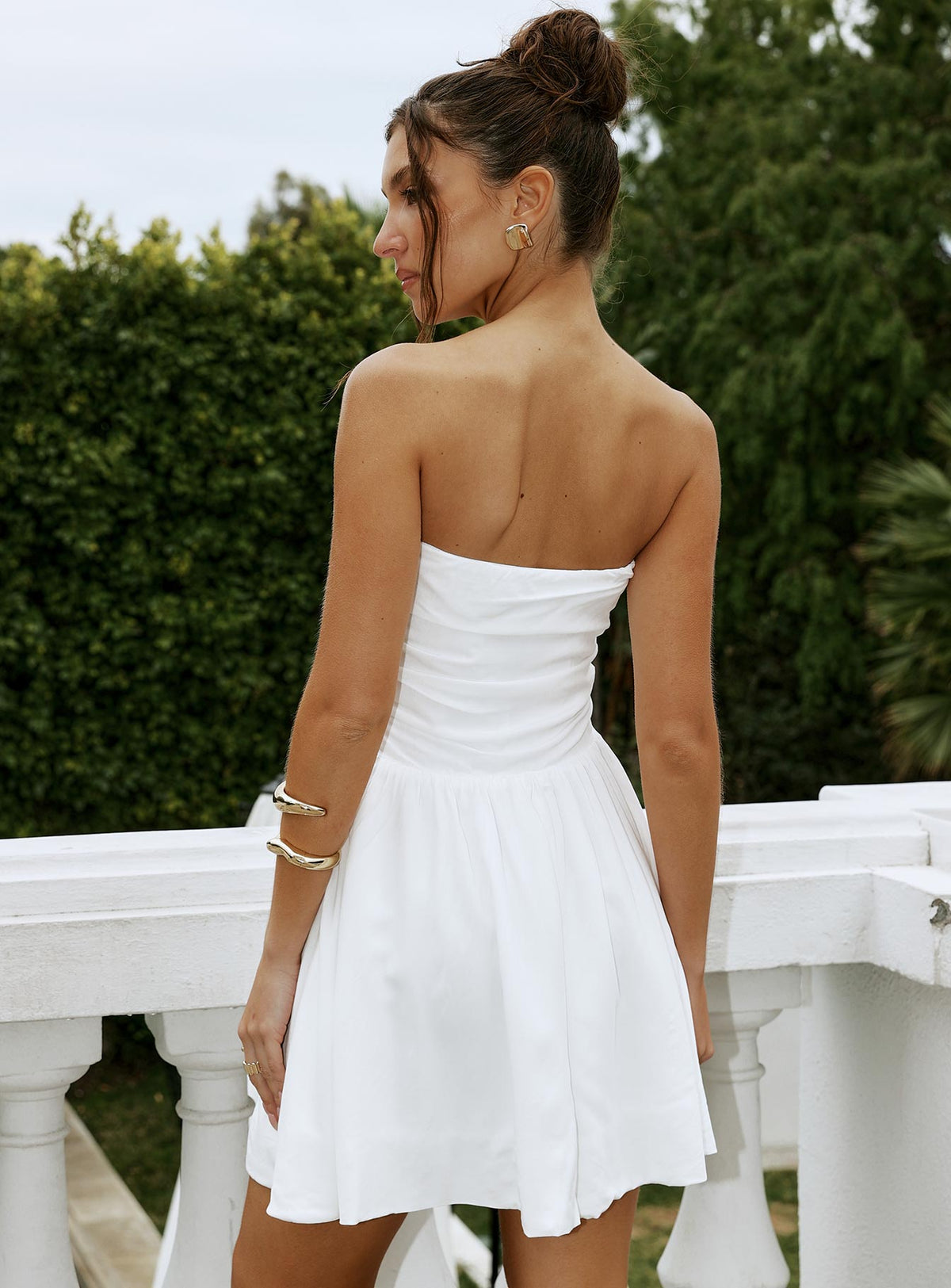Strapless Ruched Bodice Fit and Flare Mini Dress 10