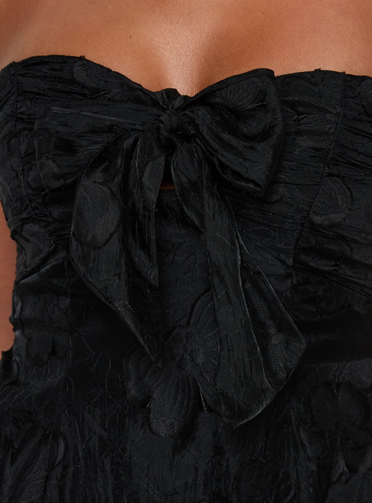 Jacquard Bow Front Strapless Fit and Flare Mini Dress 4