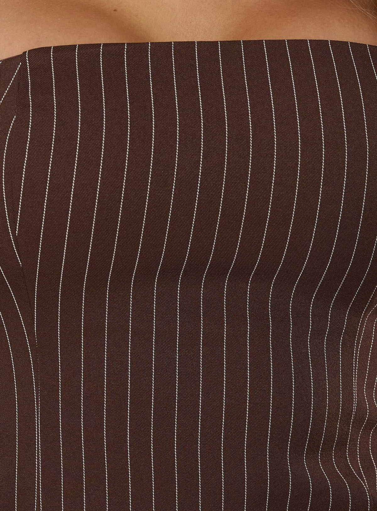 Pinstripe Strapless Straight Neck Belted Mini Dress 5