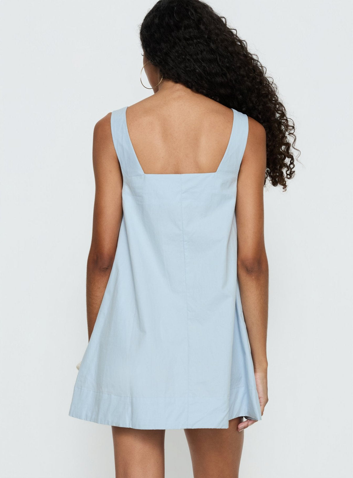 Square Neck Beaded Tie Front Sleeveless Shift Mini Dress 5
