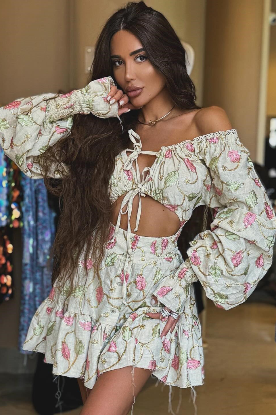 Cutout Lace Off-the-Shoulder Mini Dress - View 5