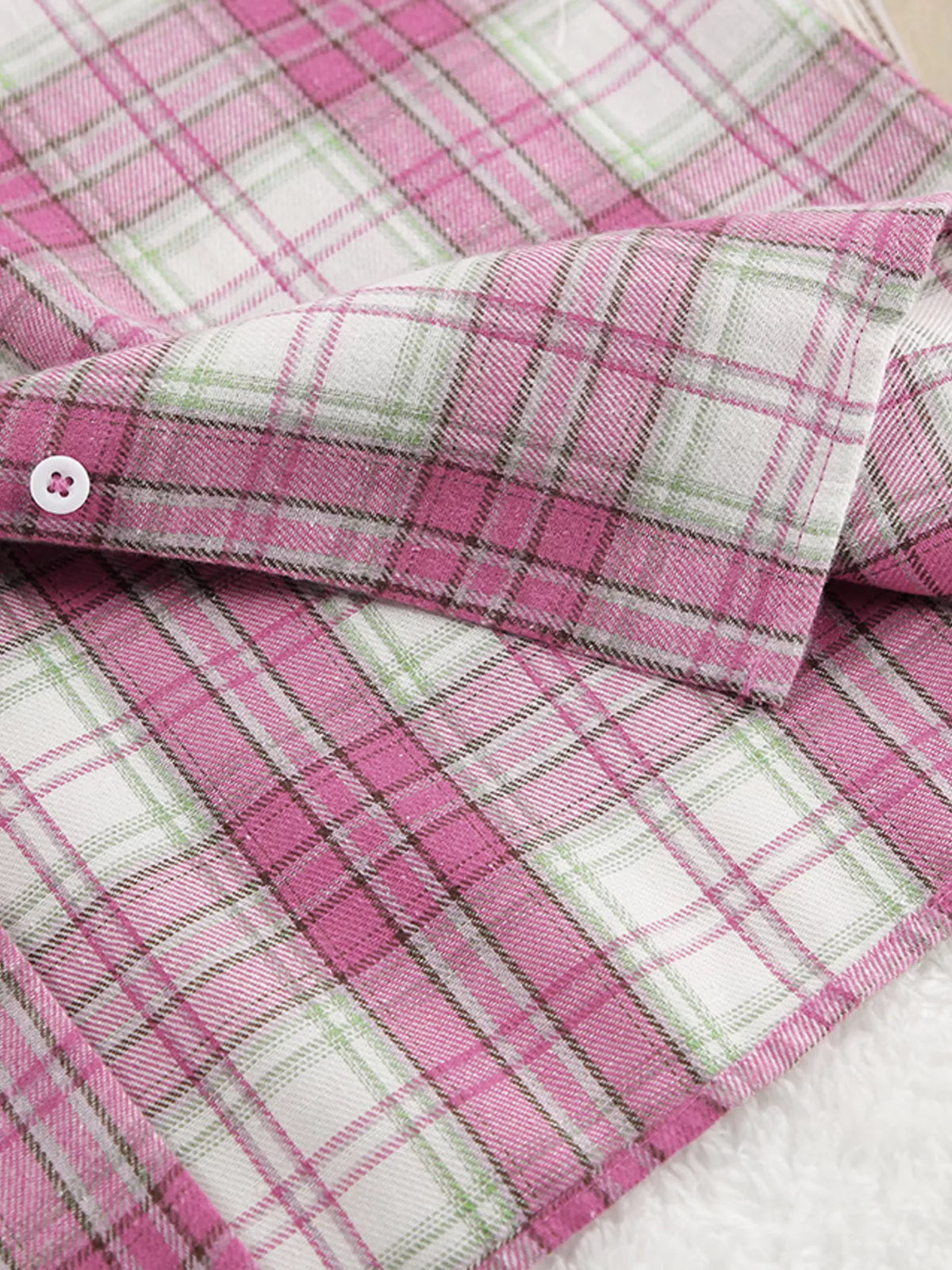 Plaid Long Sleeve Shirt and Elastic Waist Wide Leg Pants Two Piece Set 8