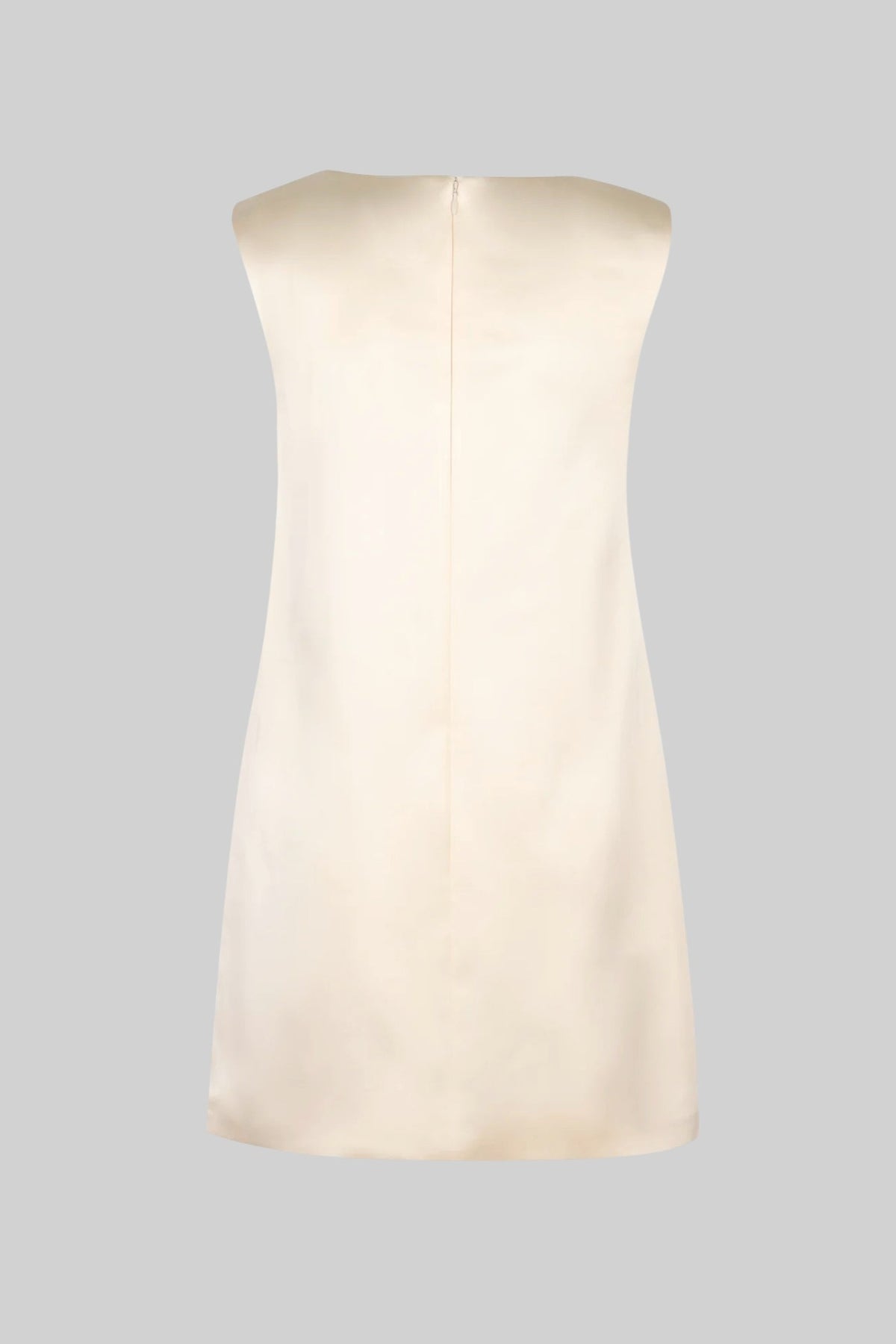 Satin Round Neck Sleeveless 3D Flower Applique Shift Mini Dress 2