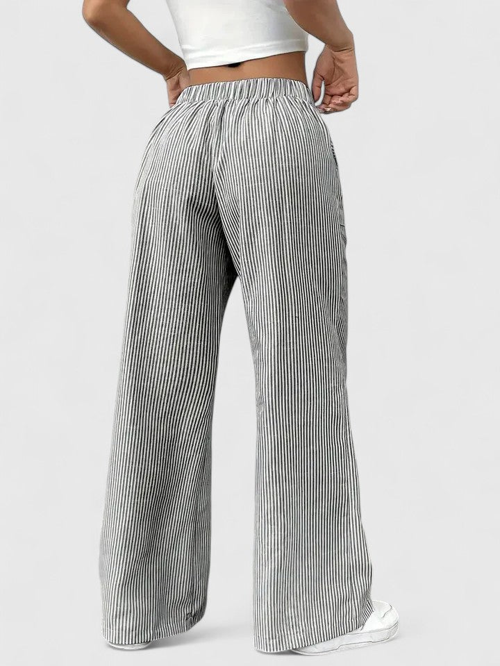 High Waist Striped Wide Leg Pants