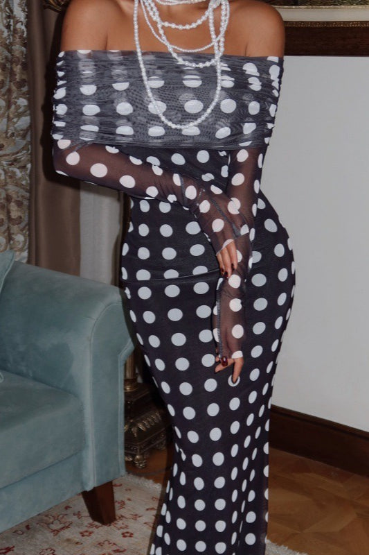 Polka Edition Dot Strapless Bodycon Maxi Dress