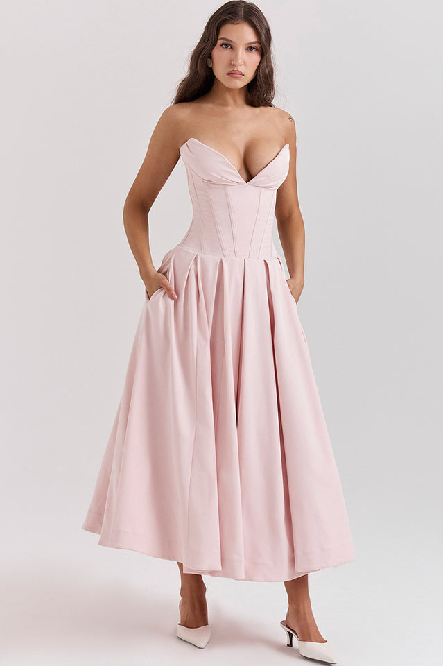 Black Lady Strapless Midi Dress