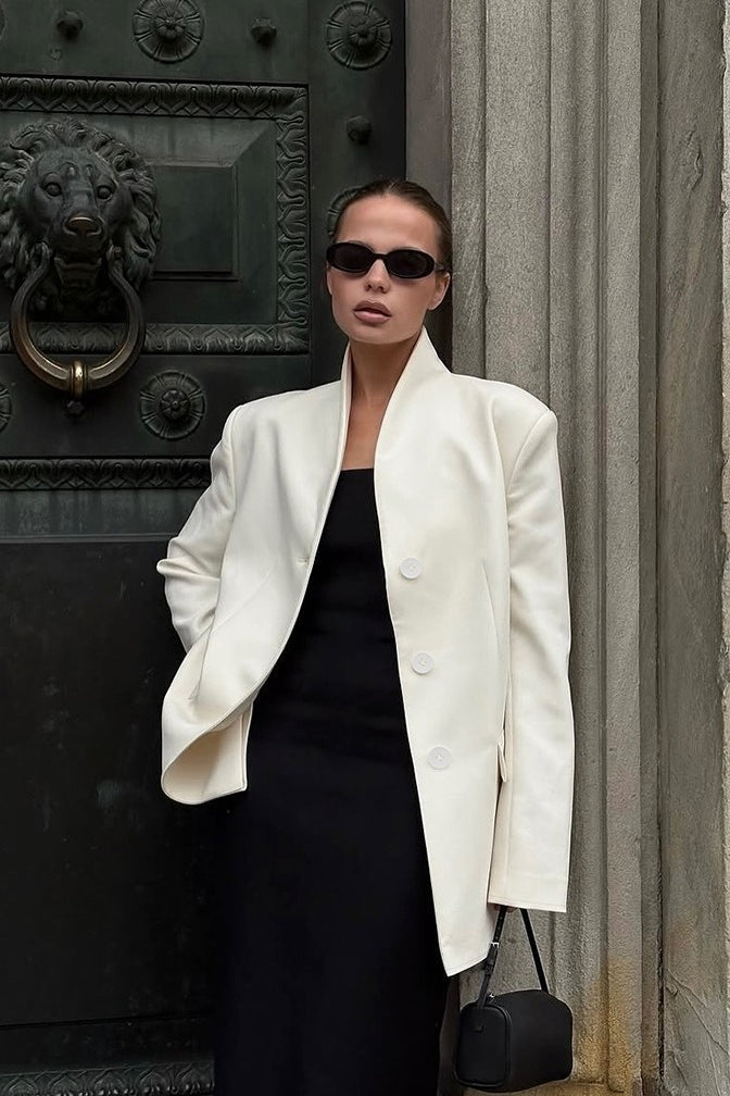Elegant Stand Collar Slim Blazer