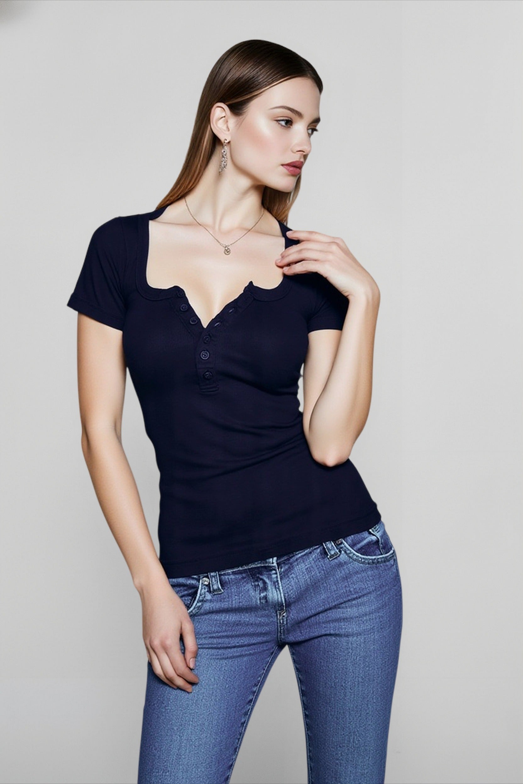 Cinched Waist Square Neck Top