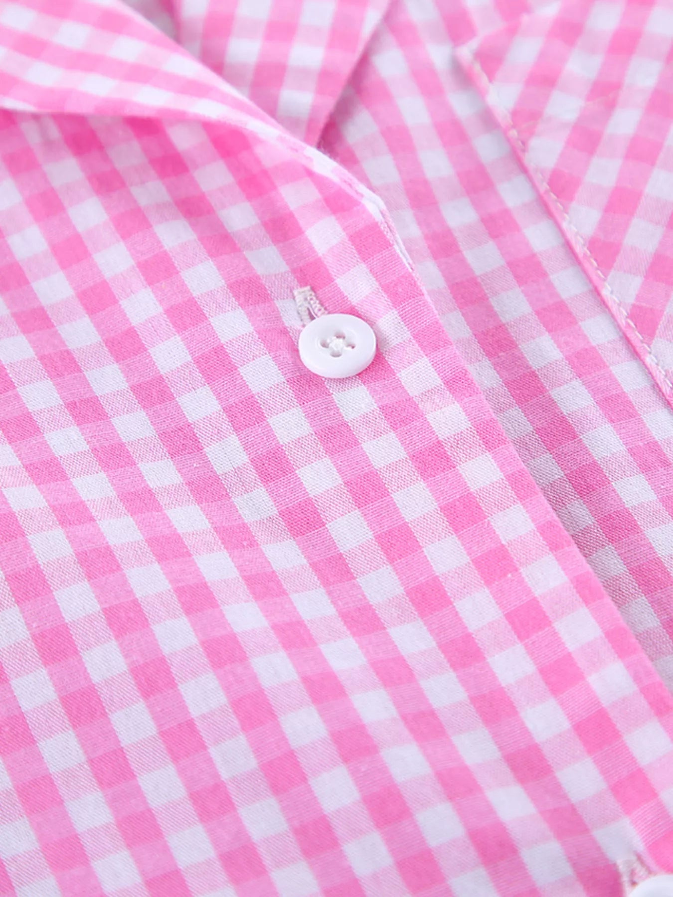 Gingham Button-Down Top and Pants Loungewear Set