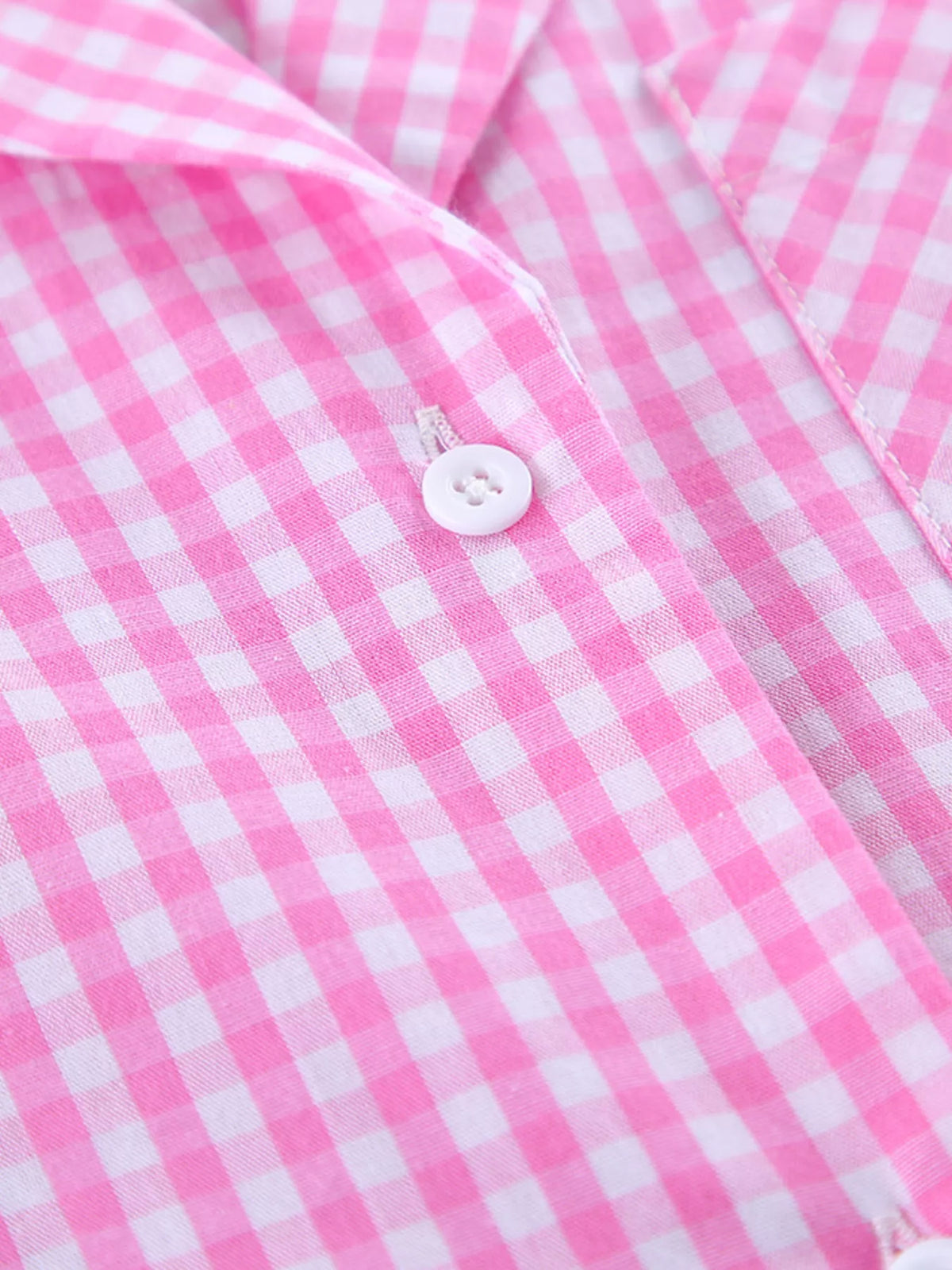 Gingham Button Front Long Sleeve Shirt and Wide Leg Pants Pajama Two Piece Set 12
