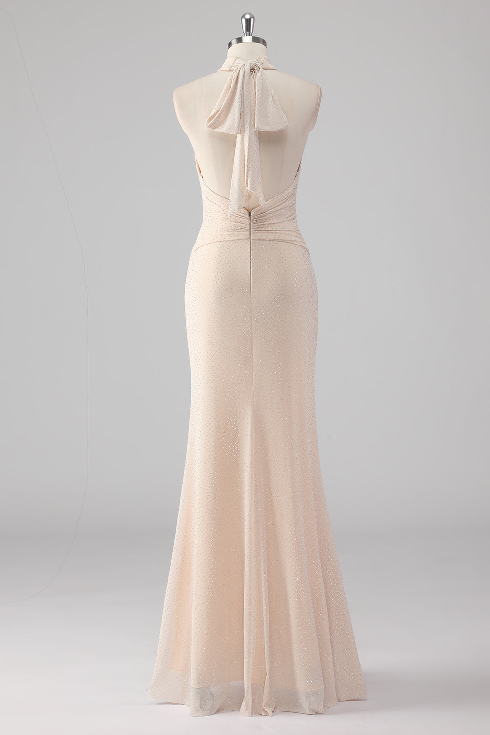 Halter Cream Mermaid Cut Out Long Formal Dress