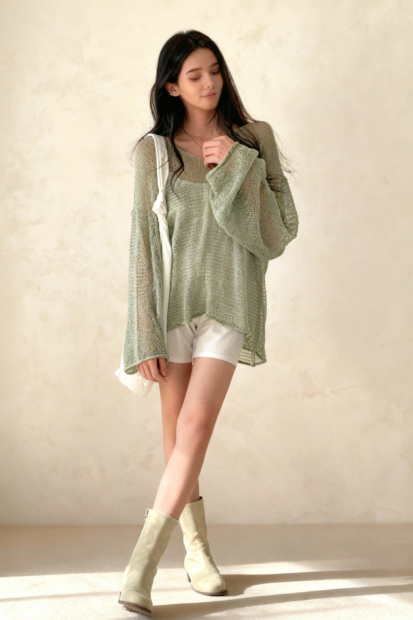 Knitted Openwork Loose Long Sleeve Chic Blouse