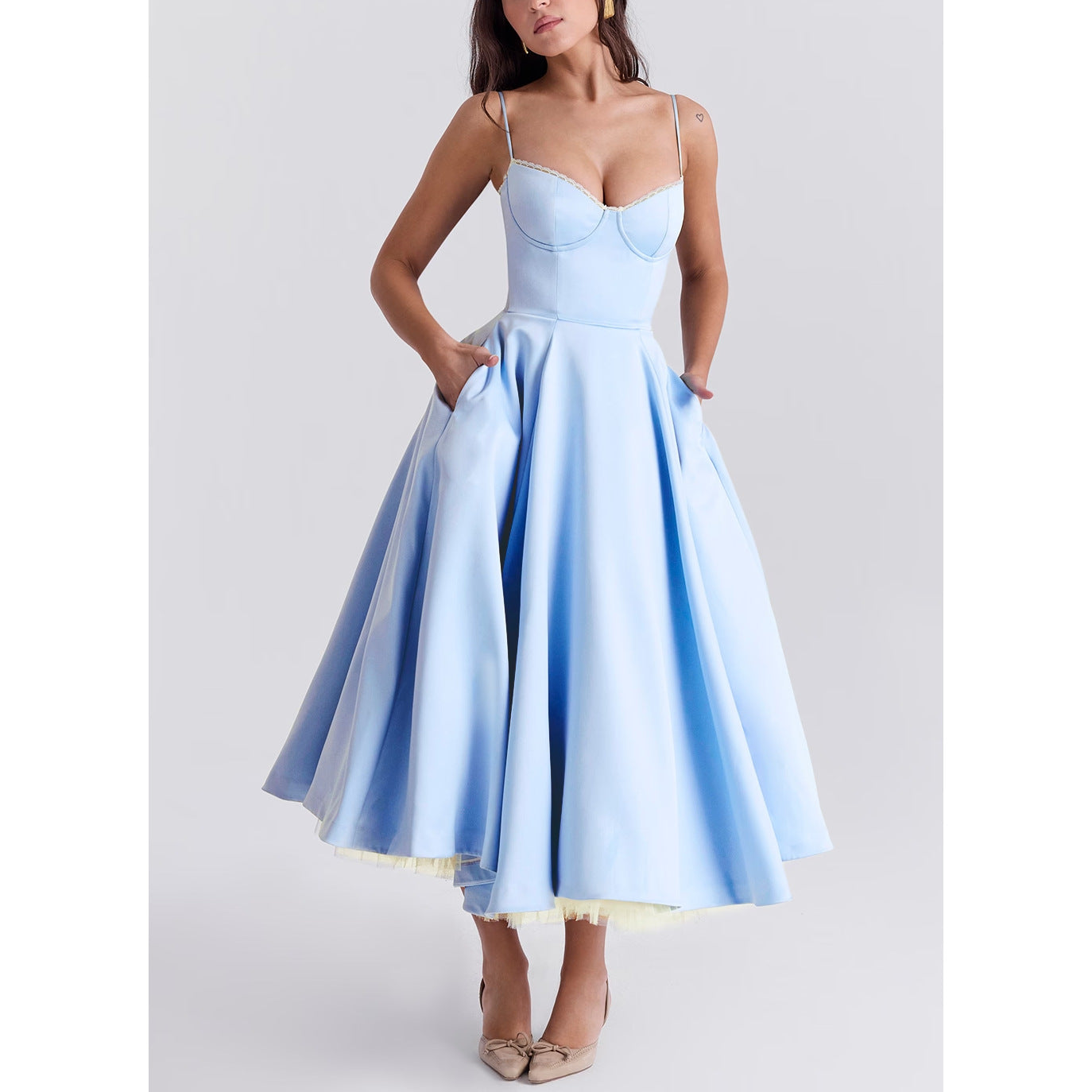 Lace-Draped Off-Shoulder Midi Dress 5