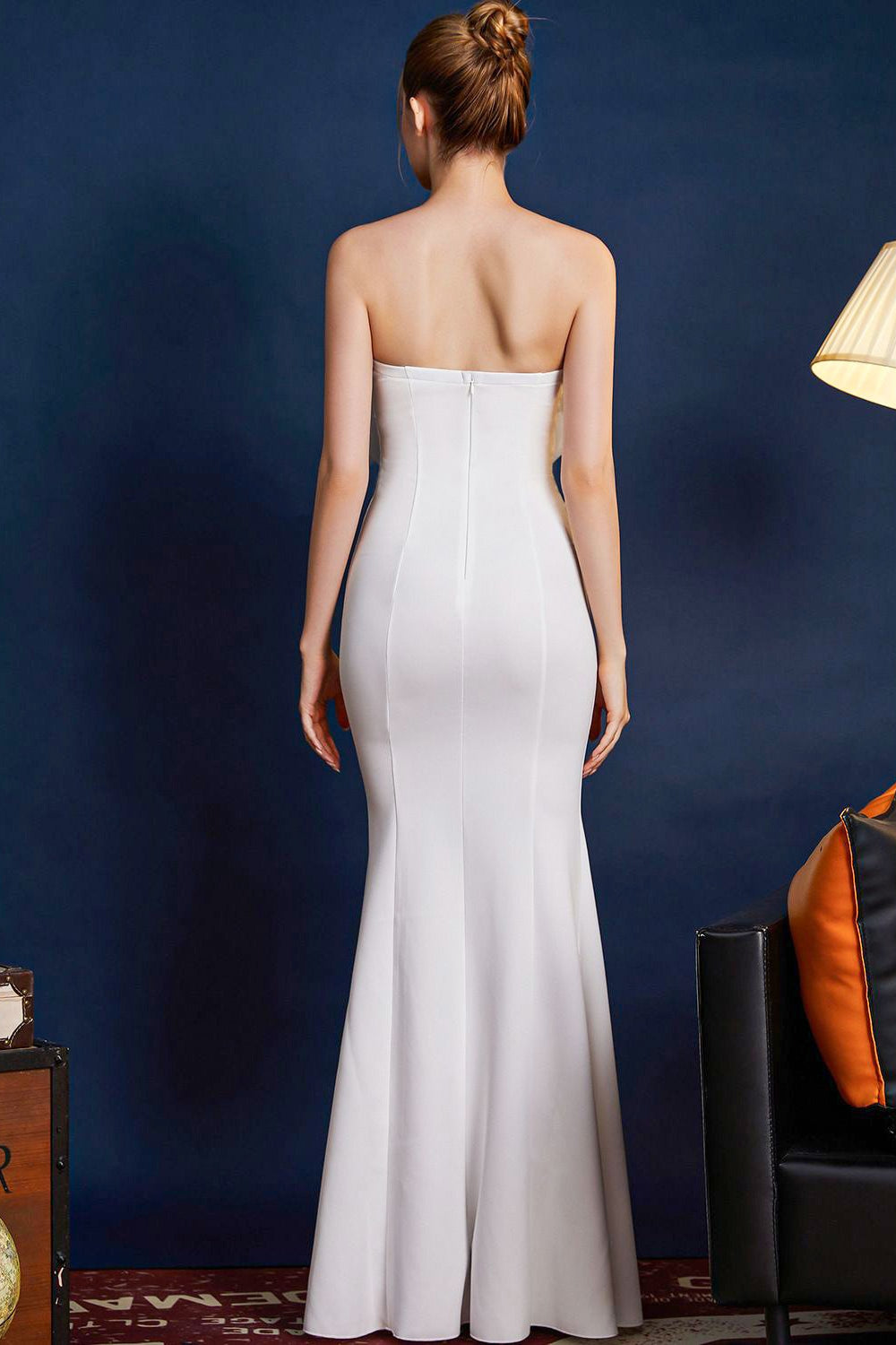 Strapless Organza Bow Bustier Mermaid Gown