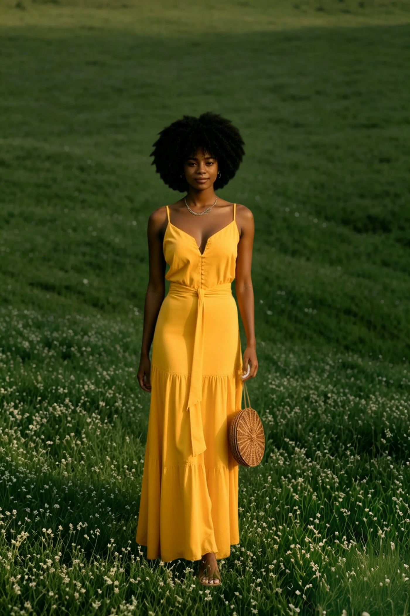 Elegant V Neck Tunic Ruffles Maxi Dress