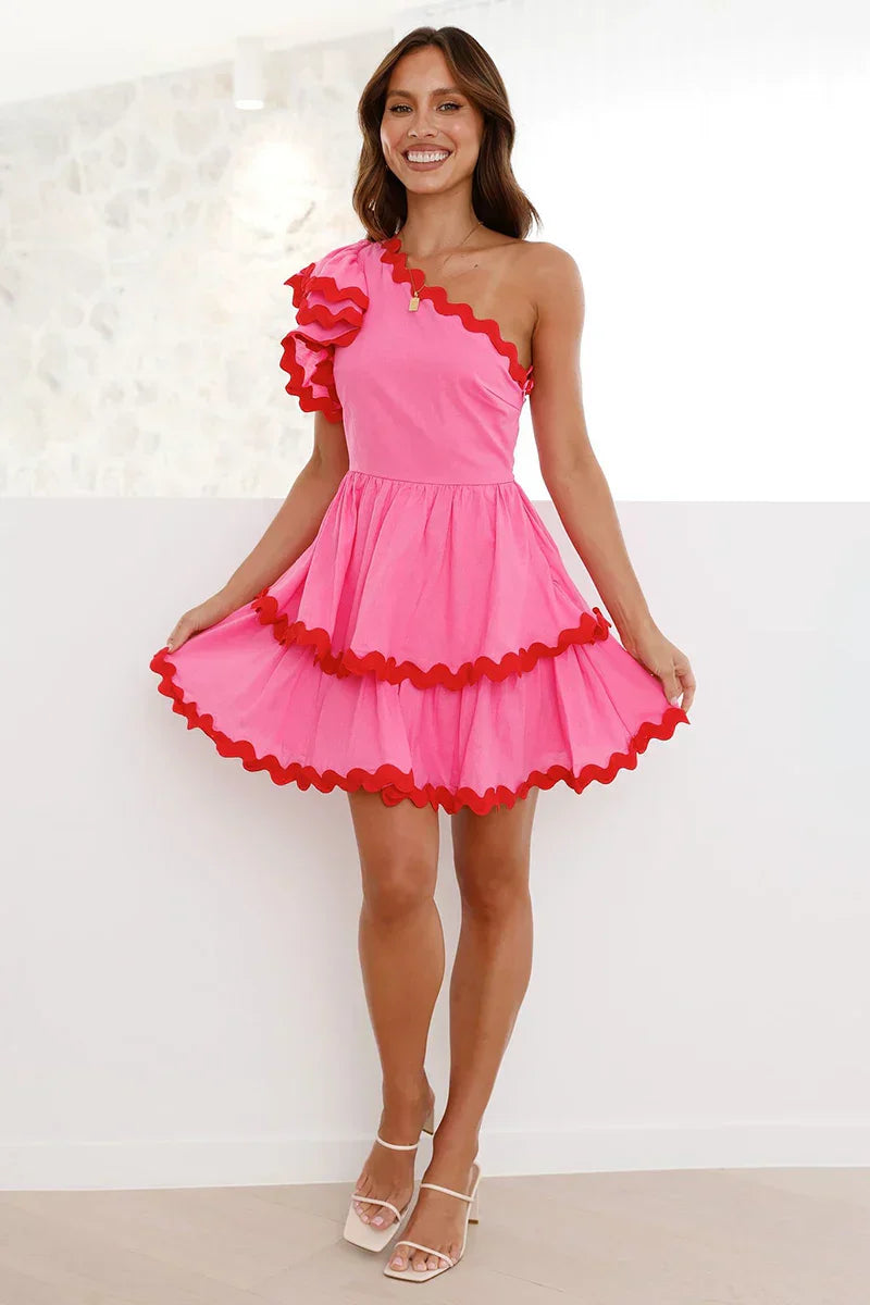 Zaira Chic Mini Dress Pink / Red Silhouette Collection