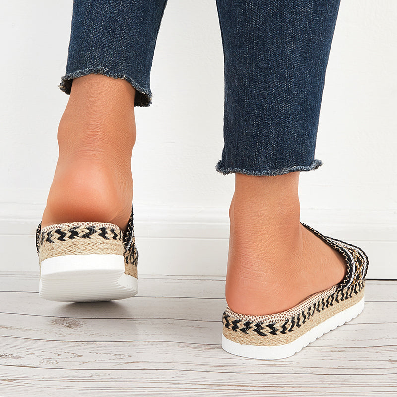 Open Toe Espadrilles Platform Slide Sandals Summer Slippers