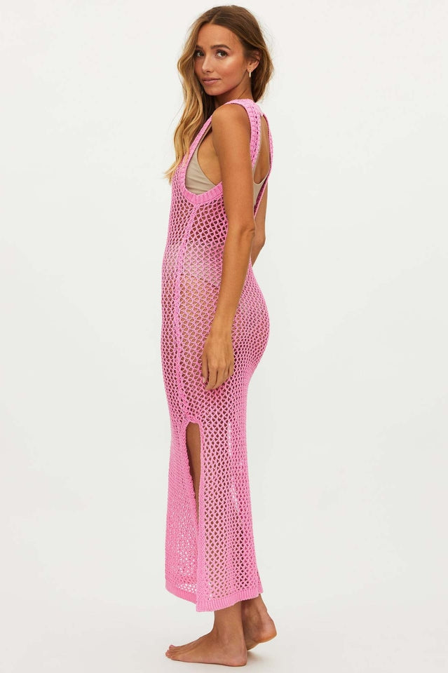 Crochet Knit Sleeveless High Neck Maxi Dress 5