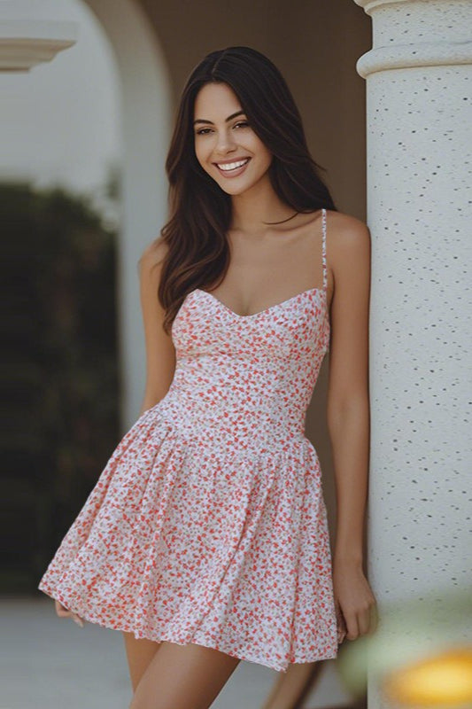 Backless Floral Mini Dress