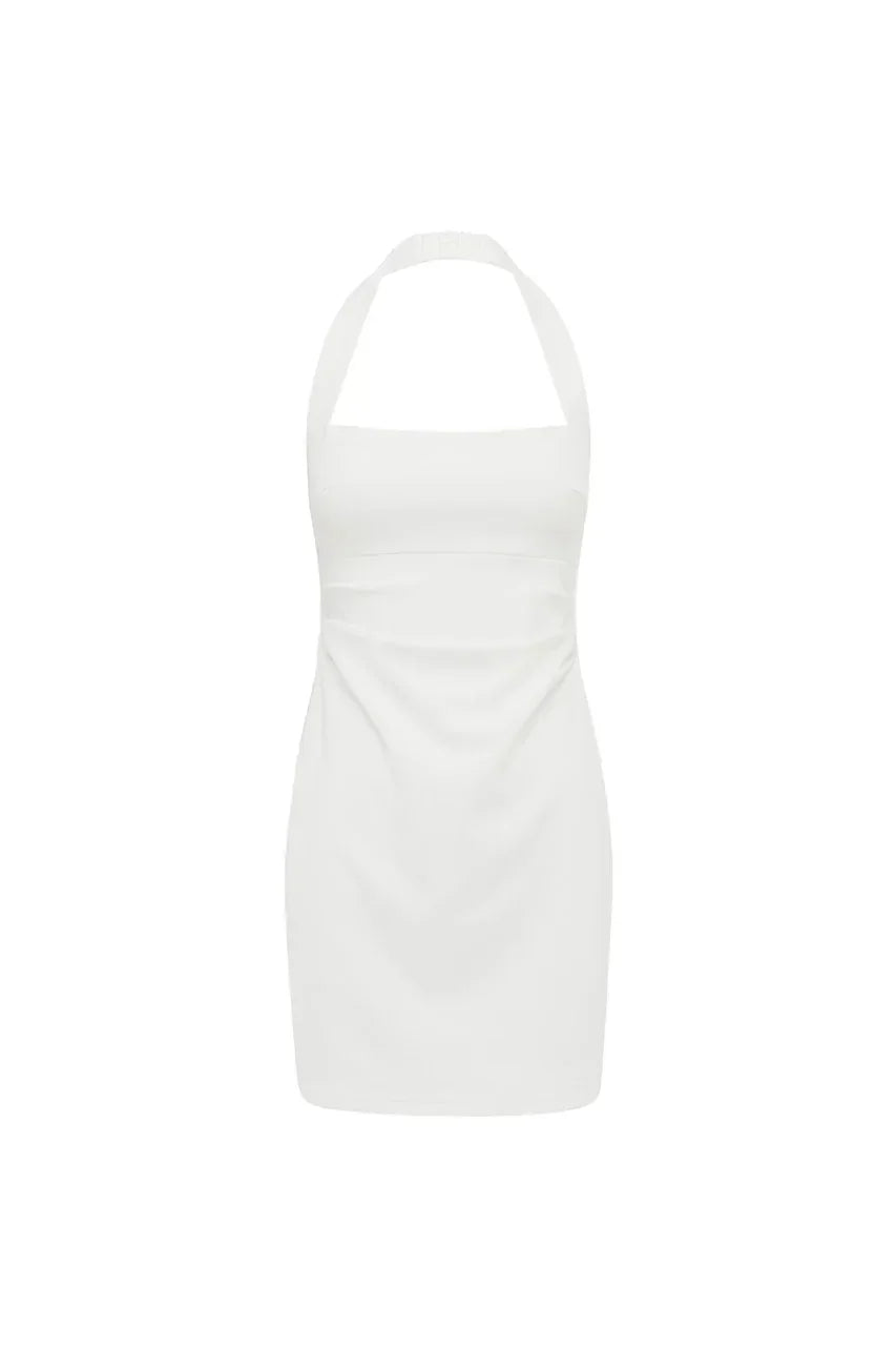 Square Neck Halter Strap Seamed Bodycon Mini Dress 6