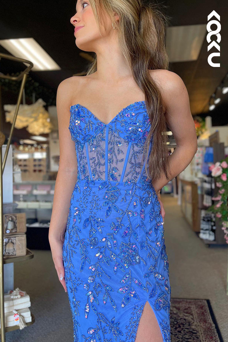 L1285 - Trumpet/Mermaid Off Shoulder Sequined Sleeveless Prom Evening Formal Dress