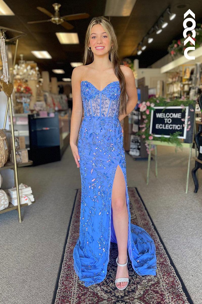 L1285 - Trumpet/Mermaid Off Shoulder Sequined Sleeveless Prom Evening Formal Dress
