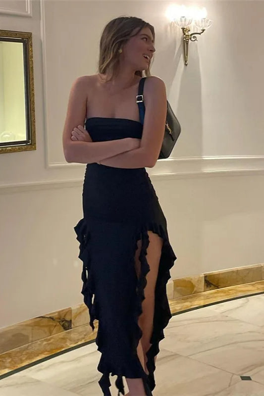 Irregular Backless Midi Dress